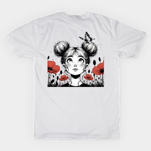 Red poppies and butterfly T-Shirt